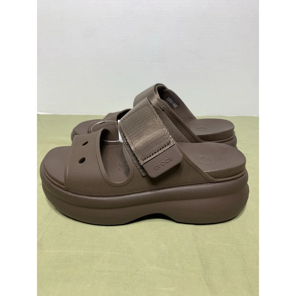 Crocs Women's Soho Two-Strap Sandals, Platform Sandals,‎ Brown, Size 10